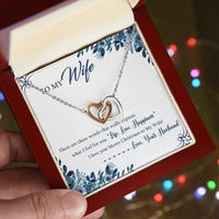 Rose Gold Two Hearts Pendant, Wife Interlocking Hearts Necklace, Cubic Zirconia Heart Necklace, Romantic Christmas Jewelry Present for Her