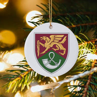 Griffin Crest Ceramic Ornament, 18th Military Police Brigade Ornament, US Army Veteran Keepsake, Military Retirement Christmas Tree Present
