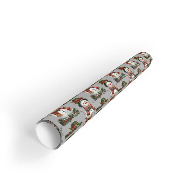 Plaid Scarf Christmas Gift Wrap, Vintage Snowman Wrapping Paper, Retro Winter Snowman Wrapping Paper Roll, Holiday Present Wr