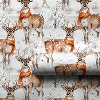 Winter Woodland Animal Gift Wrap, Watercolor Deer Christmas Wrapping Paper, Rustic Holiday Deer Wrapping Paper, Snowy Forest Gift Wrap Roll
