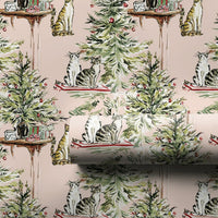 Watercolor Holiday Cat Gift Wrap, Christmas Cat Wrapping Paper, Adorable Kitten Christmas Wrapping Paper, Festive Cat Lover Wrapping Paper Roll