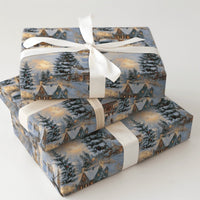 Comfy Glowing Town Gift Wrap, Nostalgic Winter Village Wrapping Paper, Snowy Christmas Wrapping Paper, Traditional Holiday Gift Wrap Roll