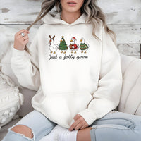 Adorable Christmas Goose Hoodie, Just A Jolly Goose Hoodie, Holiday Duck Hooded Sweatshirt, Humorous Xmas Goose Pullover Hoodie, Animal Lover Present