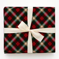 Diagonal Plaid Christmas Gift Wrap, Red and Green Tartan Wrapping Paper, Traditional Holiday Wrapping Paper, Classic Winter Gift Wrap Roll
