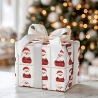 Buffalo Plaid Santa Claus Gift Wrap, Cartoon Santa Wrapping Paper, Adorable Santa Grid Christmas Wrapping Paper, Holiday Gift Wrap Roll