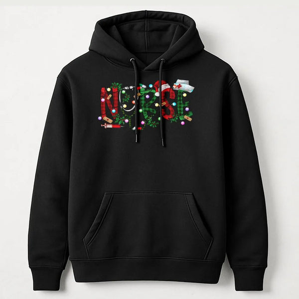 Plaid Festive Medical Hoodie, Christmas Nurse Hoodie, Nursing Student Holiday Hooded Sweatshirt, Adorable Xmas Nurse Hoodie, 