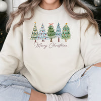 Festive Pine Forest Crewneck, Watercolor Christmas Tree Sweatshirt, Merry Christmas Tree Sweater, Comfy Winter Holiday Tree Pullover Present