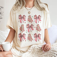 Coquette Bow Holiday Shirt, Christmas Tree Cake T-Shirt, Retro Xmas Graphic Tee, Festive Winter Cake T-Shirt, Adorable Christmas Party Shirt