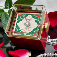 Rotating Rose Box, Best Friend Love Knot Necklace, Sparkling CZ Crystal Pendant, Meaningful Christmas Friendship Jewelry Present
