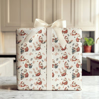Whimsical Magic Trick Gift Wrap, Vintage Santa Playing Cards Wrapping Paper, Retro Christmas Paper, Holiday Present Wrap