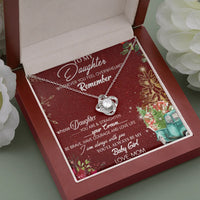 Sentimental Message Card Pendant Necklace, To My Daughter Love Knot Necklace, Christmas Holiday Present for Daughter from Mom Jewelry