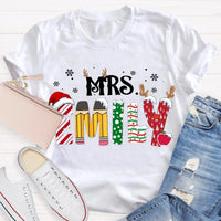 Custom Name Teacher Shirt, Personalized Christmas Teacher T-Shirt, Holiday School Educator Graphic Tee, Xmas Teacher Appreciation Present Tee
