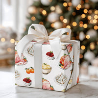Watercolor Foodie Christmas Gift Wrap, Christmas Dinner Holiday Feast Wrapping Paper, Festive Dinner Wrapping Paper, Winter Present Wrap