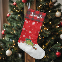 Custom Name Dino Christmas Stocking, Personalized Dinosaur Christmas Stocking, Adorable Kids Holiday Stocking, Fireplace Christmas Decor Present