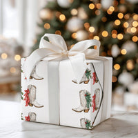 Western Holiday Wrapping Paper, Cowboy Boot Christmas Wrapping Paper, Country Cowgirl Gift Wrap, Festive Winter Present Wrapping Paper