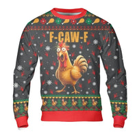 Humorous FCawF Ugly Christmas Sweatshirt, Screaming Chicken Christmas Sweatshirt, Humorous Holiday Graphic Sweatshirt, Xmas Party Crewneck Present