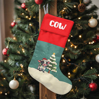 Adorable Cow Holiday Stocking, Personalized Highland Cow Christmas Stocking, Farmhouse Xmas Stocking, Custom Fireplace Decor, Present for Family