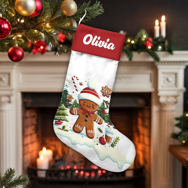 Adorable Holiday Cookie Christmas Stocking, Gingerbread Man Christmas Stocking, Festive Family Christmas Stocking, Winter Fir