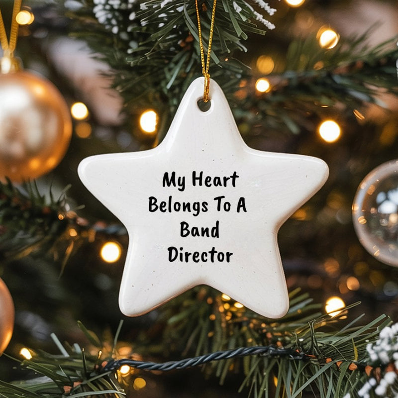 Music Teacher Appreciation Star Ornament, Band Director Christmas Ornament, Ceramic School Musician Decor, Star Ceramic Ornament Present