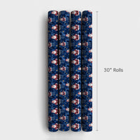 Humorous Denim Santa Gift Wrap, Santa in Blue Jeans Wrapping Paper, Starry Night Christmas Wrapping Paper, Whimsical Holiday Gift Wrap Roll