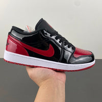 Low Top Sneakers, Black Red Colorway, Lace Up Design, Casual Gift for Sneaker Fans