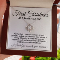 Love Knot Pendant for Wife, First Christmas as a Family Necklace, 14k White Gold Holiday Necklace, New Mom Christmas Present from Husband