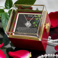 Sparkling CZ Crystal Pendant Necklace, Soulmate Love Knot Necklace, Romantic Rose Box Knot Necklace, Christmas Anniversary Present for Her