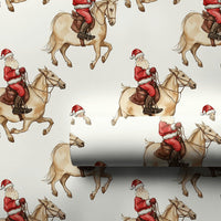 Santa Riding Horse Gift Wrap, Equestrian Christmas Wrapping Paper, Watercolor Holiday Wrapping Paper
