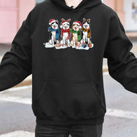 Adorable Siberian Husky Reindeer Hoodie, Husky Christmas Hoodie, Dog Lover Xmas Sweatshirt, Humorous Puppy Dog Graphic Hooded Pullover