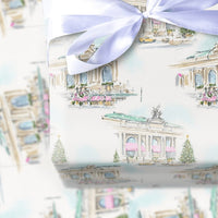 Watercolor New York Christmas Wrapping Paper, NYC Grand Central Gift Wrap, Snowy City Yellow Cab Gift Wrapping Paper, Holiday Present Wrap