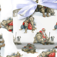 Rugged Hunter Christmas Gift Wrap, Hunting Santa Claus with Dog Wrapping Paper, Winter Hunting Wrapping Paper Roll, Sportsman Present Wrap