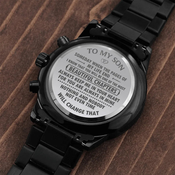 Engraved Stainless Steel Mens Watch, To My Son Chronograph Watch, Personalized Keepsake Timepiece, Son Birthday Christmas Pre