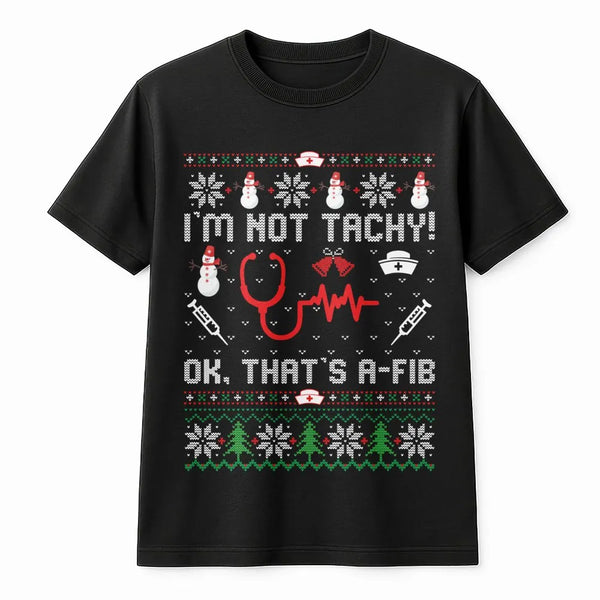 Humorous Medical Ugly Sweater Shirt, Nurse Christmas T-Shirt, Holiday Doctor Tee, Adorable Hospital Staff Graphic T-Shirt, Xm