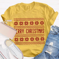 Floral Christmas Flower Shirt, Merry Christmas Waves T-Shirt, Adorable Holiday Graphic Tee, Retro Botanical Xmas Shirt, Festive Christmas Present
