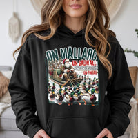 Santa Sleigh Mallard Duck Sweatshirt, Duck Hunting Christmas Hoodie, Humorous Waterfowl Hunter Pullover, Winter Hunting Graphic Hoodie
