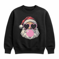 Bubble Gum Santa Sweater, Cool Santa Sweatshirt, Heart Sunglasses Santa Crewneck Sweatshirt, Retro Christmas Santa Holiday Pullover