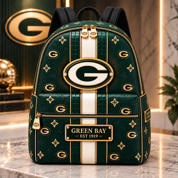 GB Monogram - Heritage Green and Gold Backpack - main