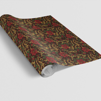 Vintage Baroque Floral Gift Wrap, Poinsettia Christmas Wrapping Paper, Traditional Red Poinsettia Wrapping Paper, Holiday Gift Wrap Roll