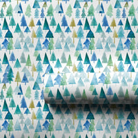 Blue Green Christmas Gift Wrap, Watercolor Pine Forest Wrapping Paper, Winter Tree Pattern Wrapping Paper, Holiday Season Present Wrap