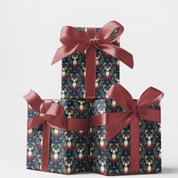 Woodland Deer Christmas Gift Wrap, Yuletide Reindeer Wrapping Paper, Winter Botanical Holiday Wrapping Paper, Elegant Xmas Gift Wrap Paper