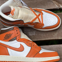 High Top Sneakers, Orange White Colorway, Lace Up Design, Casual Gift for Sneaker Fans