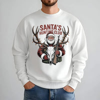 Humorous Christmas Deer Hunter Sweatshirt, Santa's Hunting Club Sweatshirt, Outdoor Holiday Graphic Crewneck