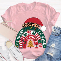 Santa Hat Holiday Shirt, Be Merry Be Jolly Be Kind Christmas T-Shirt, Positive Vibe Winter Tee, Festive Merry Christmas Graphic T-Shirt