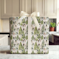 Winter Ball Dancers and Pine Trees Gift Wrap, Victorian Christmas Wrapping Paper, 90 GSM Fine Art Paper, Vintage Holiday Present Wrap
