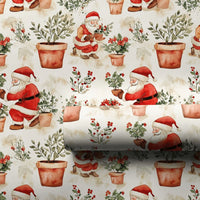 Watercolor Plant Christmas Gift Wrap, Gardening Santa Wrapping Paper, Poinsettia Holiday Present Wrap, Plant Lover Xmas Gift Wrapping Paper