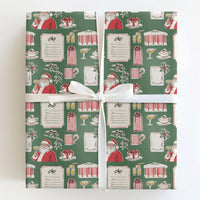 Retro Santa Toasting Wrapping Paper, Vintage Santa Cocktail Wrapping Paper, Holiday Cocktail Gift Wrap, Festive Christmas Wrapping Paper