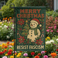 Festive Snowman Christmas Garden Flag, Resist Fascism Garden Flag, Winter Holiday Yard Flag, Double Sided Lawn Banner, Activism Xmas Present