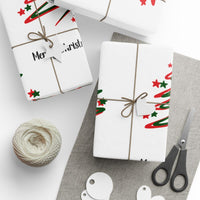 Stars Holiday Gift Wrap, Abstract Christmas Tree Wrapping Paper, Modern Christmas Wrapping Paper Roll, Elegant Winter Present Gift Wrap