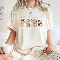 Adorable Christmas Pigs Graphic Tee, Merry Pigmas T-Shirt, Humorous Farm Animal Reindeer Shirt, Pig Lover Holiday T-Shirt, Farmer Christmas Present