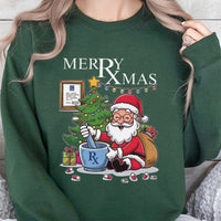 Santa Mortar and Pestle Pharmacist Sweatshirt, Pharmacy Christmas Sweatshirt, Pharm Tech Holiday Sweater, Pharmacy Student Crewneck